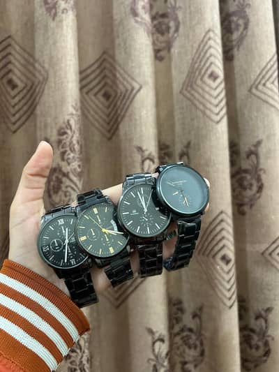 Men’s Geneva Gold Metal Chain Watch – Black & Gold Dial (Brand New)