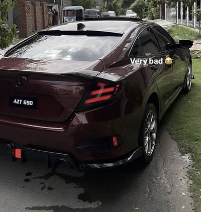 Honda Civic X - Back Rear Diffuser - Glossy Black Colour