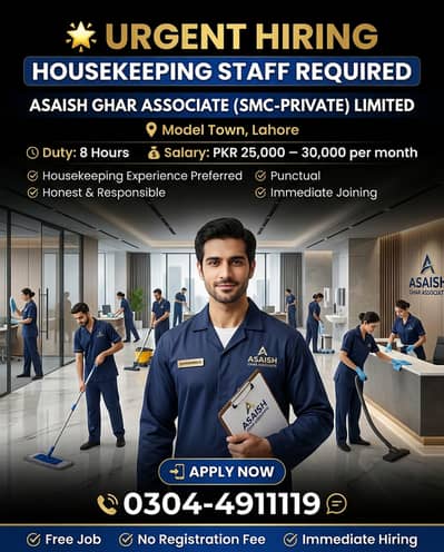  Sweepers Required – Immediate Hiring  * GHnte Duty Keley safai wal