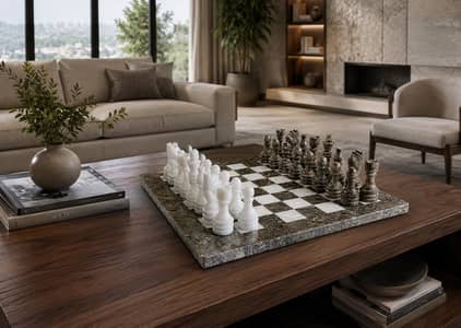 15" Handmade Marble Chess Set | Luxury Stone Chess Board | Marvique I