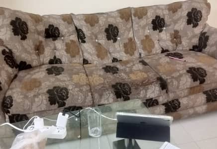7 Seater Sofa Set + Wooden Cupboard Study Table | Good Condition