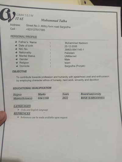 I need  urgent job sargodha