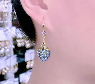 Blue crystal Drop earrings gold tone Pakistan women