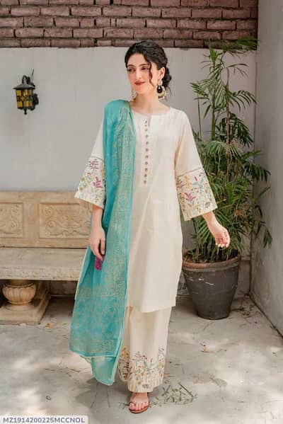 lawn mix trading designs 3 pic unctiched embroidered suit
