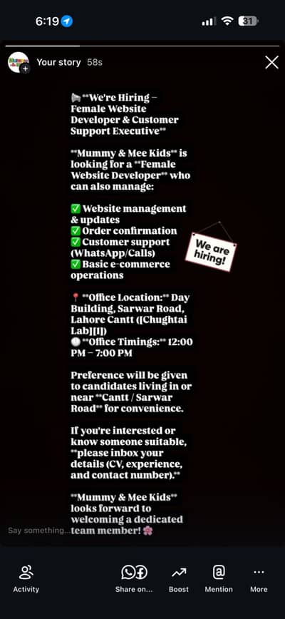 Web developer who can also assist customer support