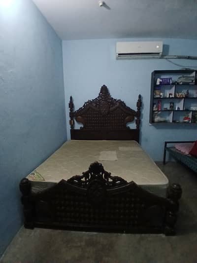 Full size bed with spring wla mattress with side tables