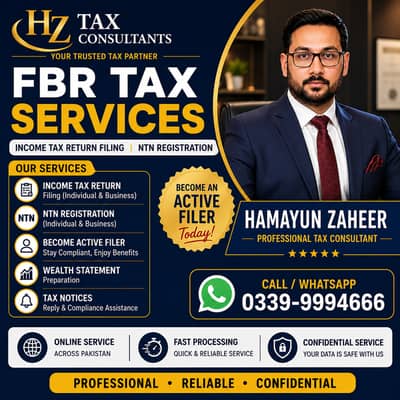 FBR Income Tax Return Filing | NTN Registration | Become Active Filer