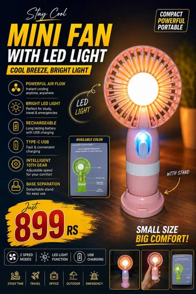 charging fan with led