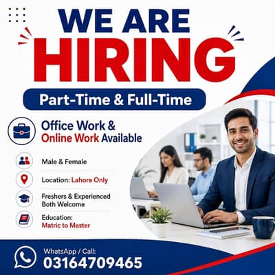 NEED URGENT STAFF OF 50 PERSONS FOR OFFICE WORK AND ONLINE WORK