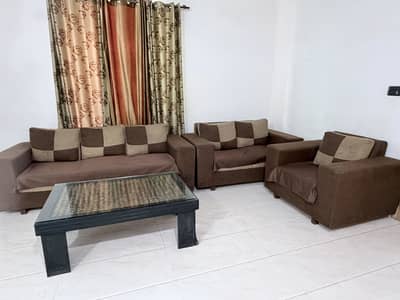  6 Seater Sofa Set (3+2+1) with Glass Center Table for Sale
