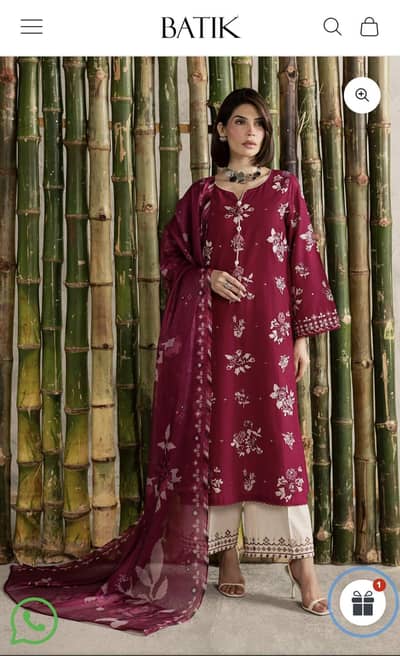 Batik 3 piece Embroidered dress