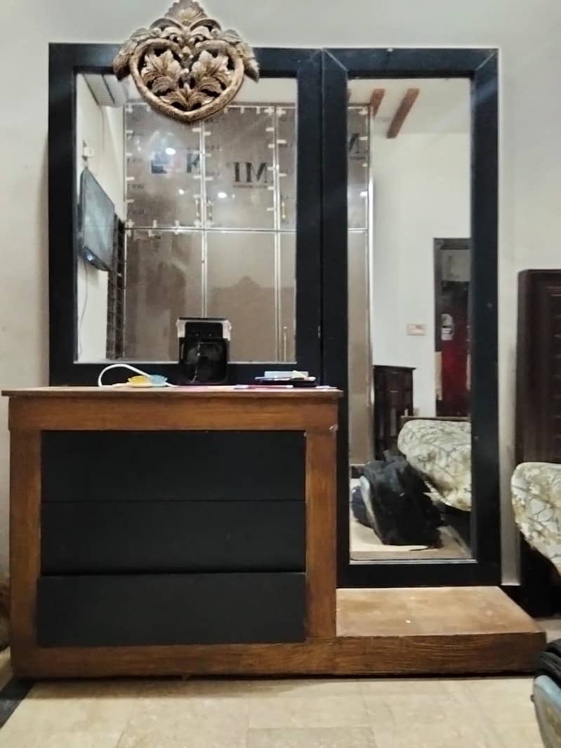 Double mirror dressing table solid wood 0