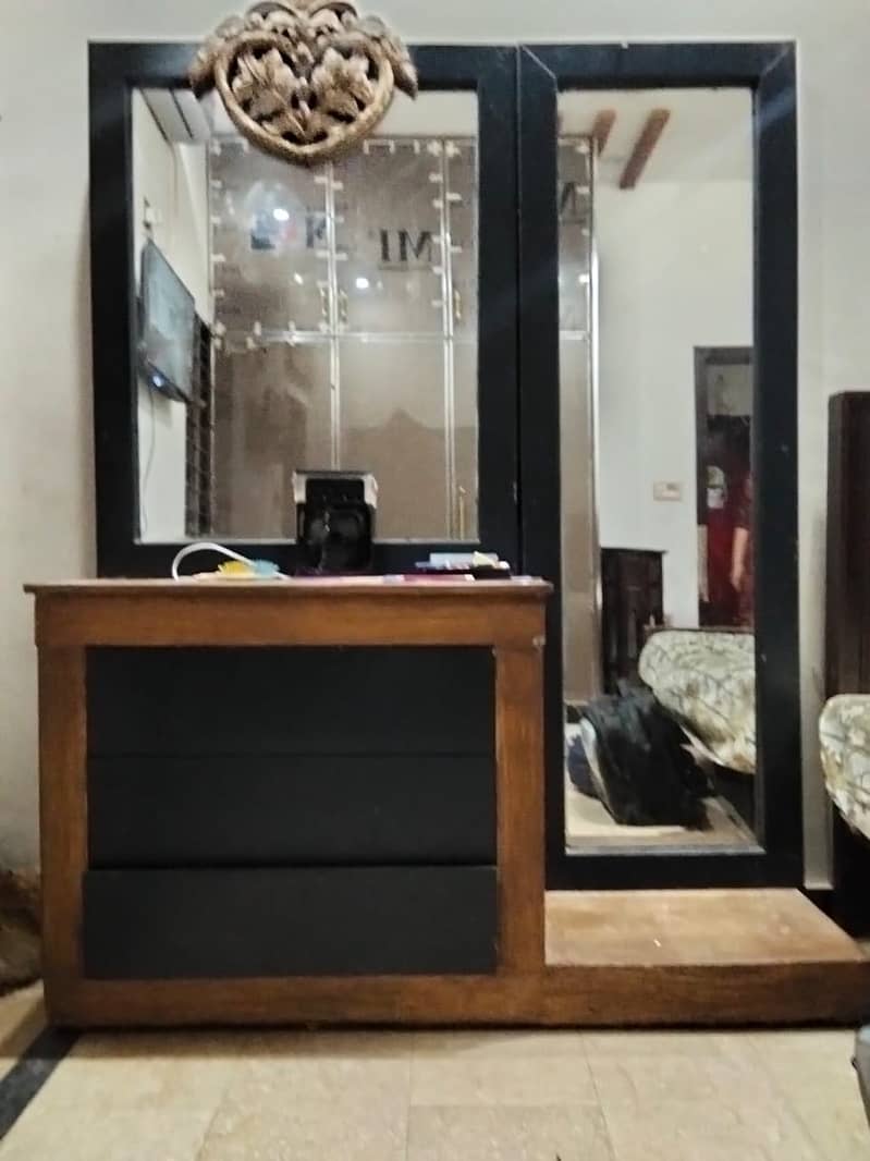 Double mirror dressing table solid wood 1