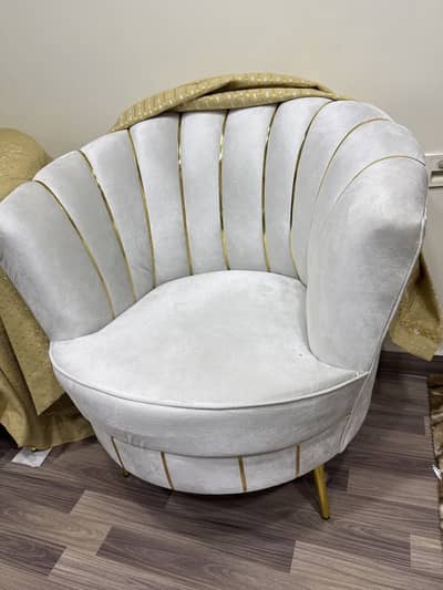 Modern Glam Velvet Shell Chairs (Pair) with Glass-Top Table