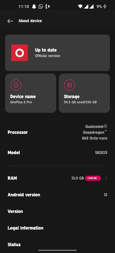 OnePlus 8pro 12=256
