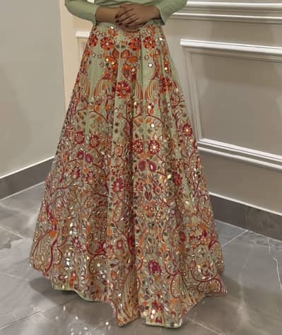 Stunning Raw Silk Green Lehenga 