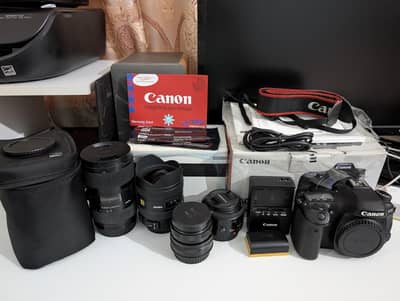 Canon 80D + 4 lenses Complete Set