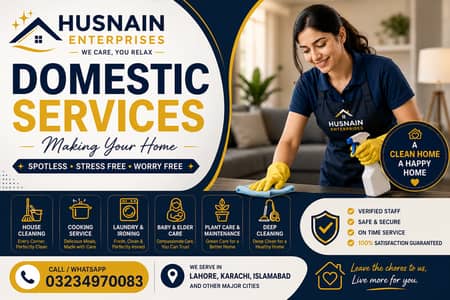 Baby sitter, Patient Care, Nurse, Kitchen Helper, Driver, Maid, Cook