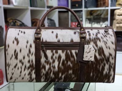 Premium Hair-On Leather Travel Duffle Bag