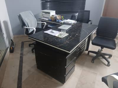 Executive Office Table - Premium Marble Finish, Heavy Duty.