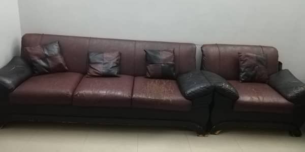 5-Seater Sofa Set with matching Black Tempered Glass Center Table
