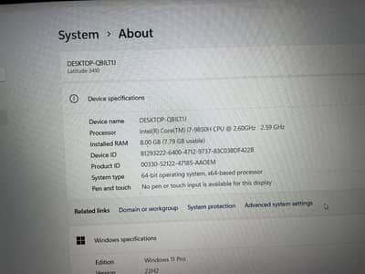Dell gaming laptoo i7vPro9th gen