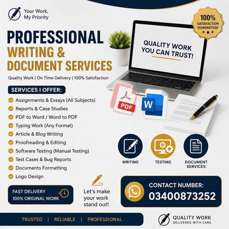 Assignment Writing | PDF to Word | Data Entry | QA Testing 0