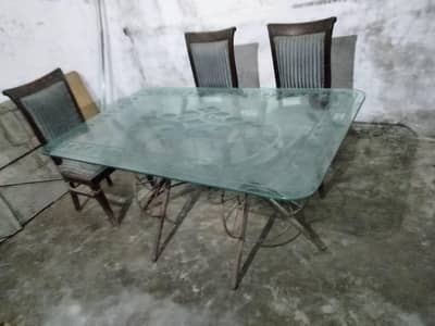dinning table with printed thick glass