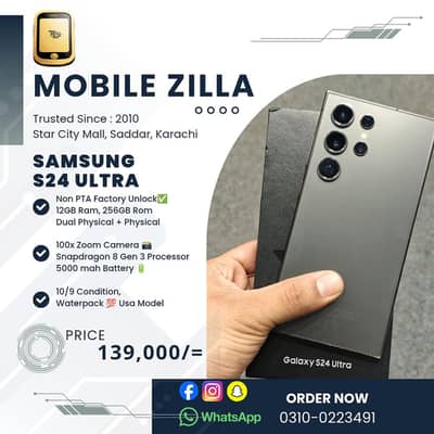 Samsung S24 Ultra, Dual Physical Sim, Original Box 12/256 MOBILE ZILLA