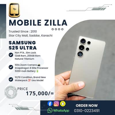 Samsung S25 Ultra, Natural Titanium, Like New, Non PTA, MOBILE ZILLA