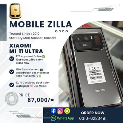 Xiaomi mi 11 Ultra Box Pack, PTA Approved 12/256  MOBILE ZILLA