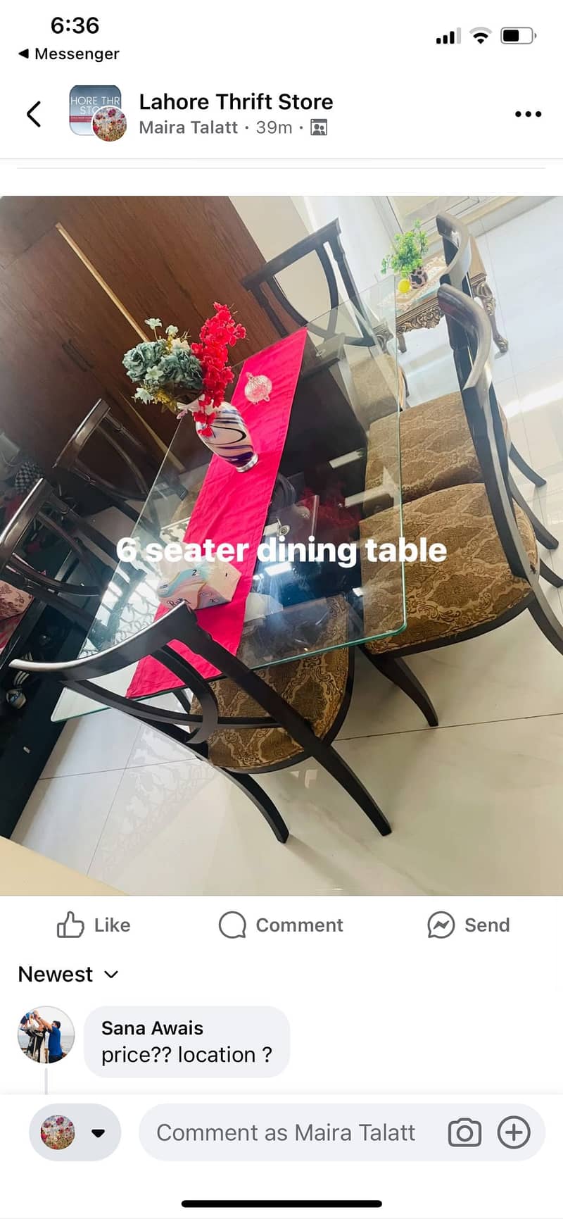 Selling this solid 6 seater dining table 0