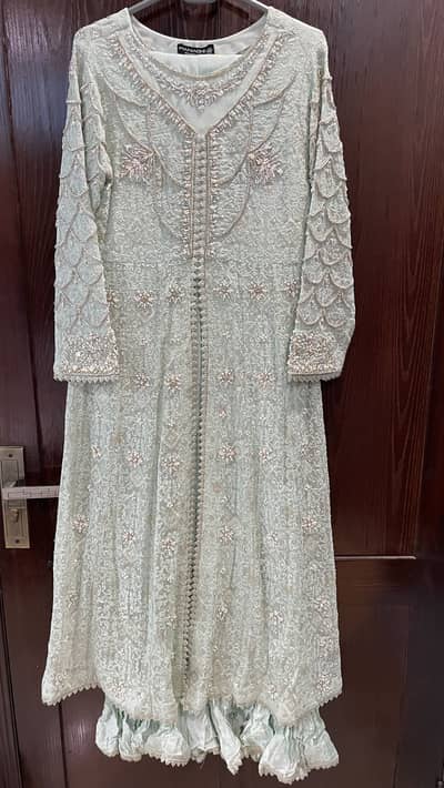 Wedding Wear Mint Green Open Shirt & Gown Suit – Like New (M)