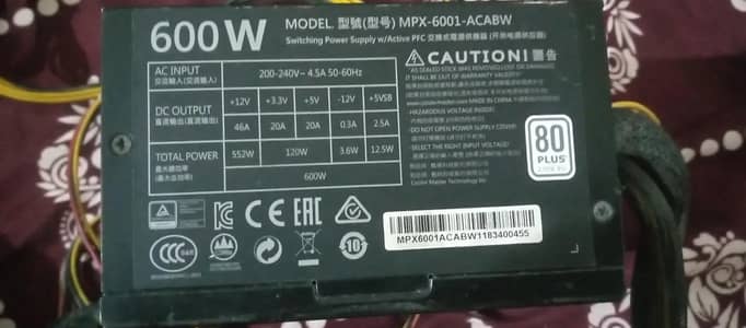 cooler master 600 walt power supply rx 590 rx 570 gtx gtx 1080 rx 580