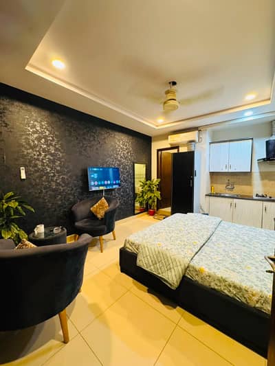 Per day and weekly basis, Studio fully furnished luxury apartment available for rent in Gulberg Greens Islamabad.