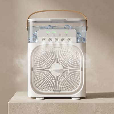 Portable Mini Air Cooler with Night Light - Black White Green
