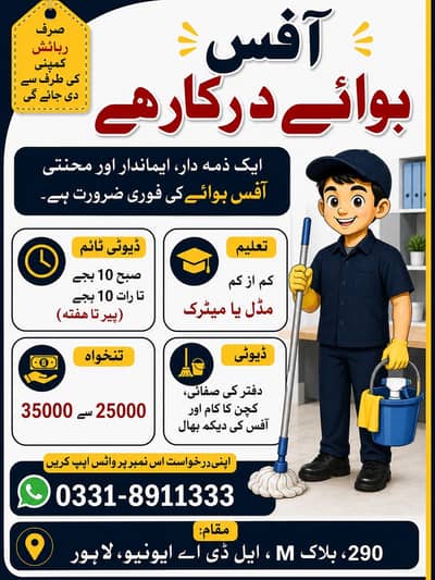 ضرورت برائے آفس بوائے
