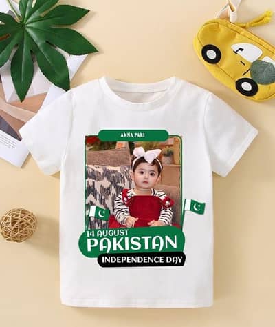 14 August Pakistan independence day kids Picture & Name T. Shirts