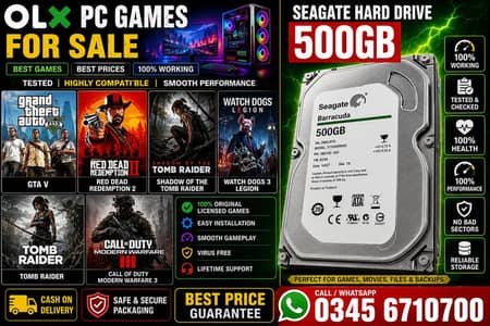 500GB Seagate Hard Drive + PC Games Collection