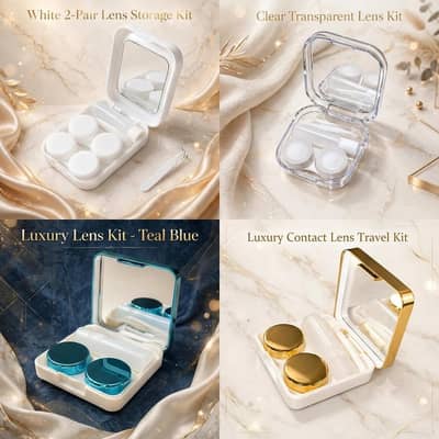 Luxury Contact Lens Travel Kit Case with Mirror & Tools - Brand New