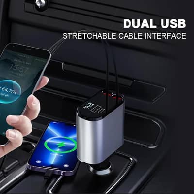 4 In 1 Fast Charging Usb-C Car Adapter - Car Accessory