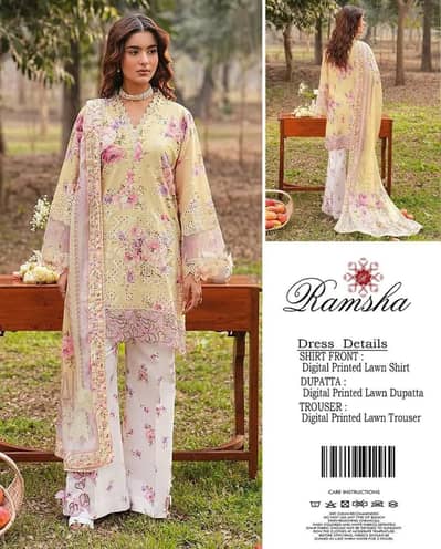 3 PC Womens unstitched Digital Print suit