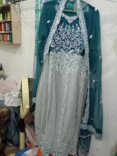 Embroidered Maxi with Dupatta - Party Wear