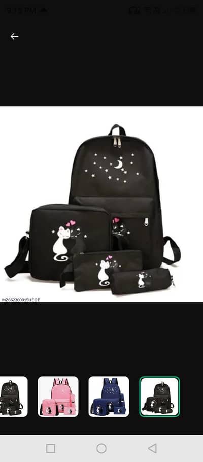 4 pieces school bags for girls