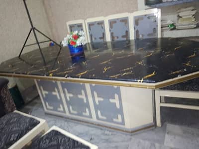 8 CHAIRS DINING TABLE FOR SALE ( SELLING DUE TO SPACE ISSUE)