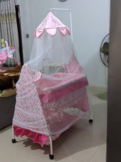 Baby cot with mosquito net