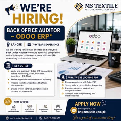 We're Hiring | Back Office Auditor – Odoo ERP