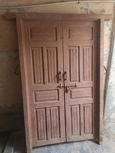 Original Solid Kail Wood Double Door with Double Chughat for Sale