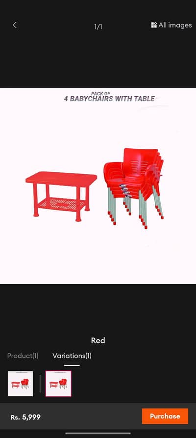 New set untouched 4 chairs and 1 center table