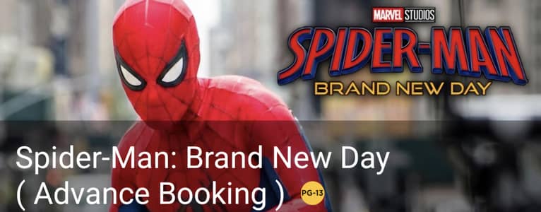 Spiderman Brand new day tickets 1st dayv1st show